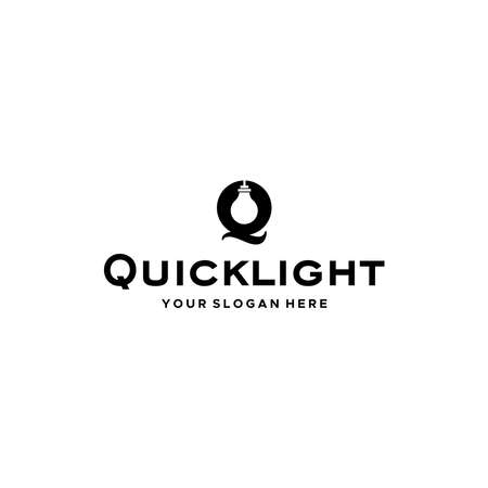 flat letter mark initial Q QUICKLIGHT logo designのイラスト素材