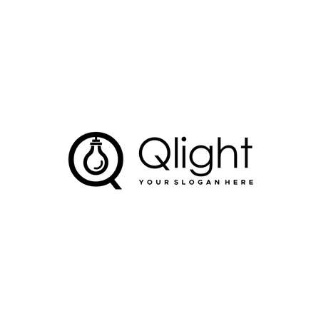 Modern flat initial Q Q light lamp logo designのイラスト素材