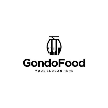 minimalist GondonFood spoon fork knife logo designのイラスト素材