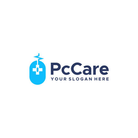 minimalist PcCare plus medical oval logo designのイラスト素材