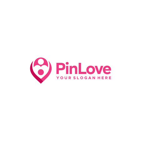 flat colorful PinLove circle community logo designのイラスト素材