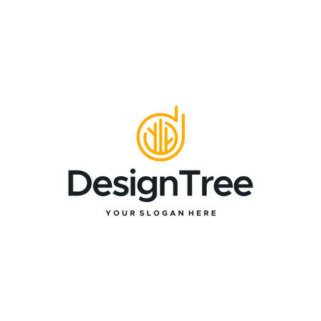 flat letter mark initial d Design Tree logo designのイラスト素材