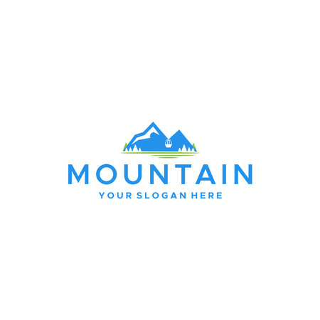 minimalist MOUNTAIN silhouette tree Logo designのイラスト素材