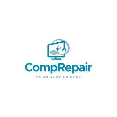 minimalist CompRepair monitor mouse logo designのイラスト素材