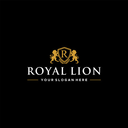 flat letter mark initial R ROYAL LION logo designのイラスト素材