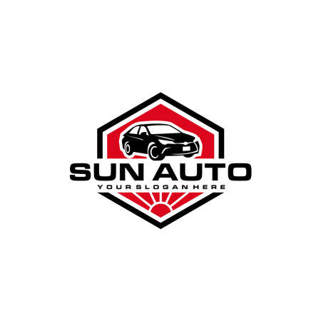 vintage SUN AUTO car silhouete vehicle logo designのイラスト素材
