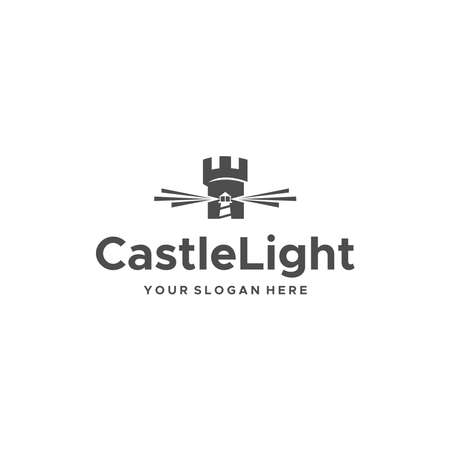flat CastleLight mercusuar building logo designのイラスト素材