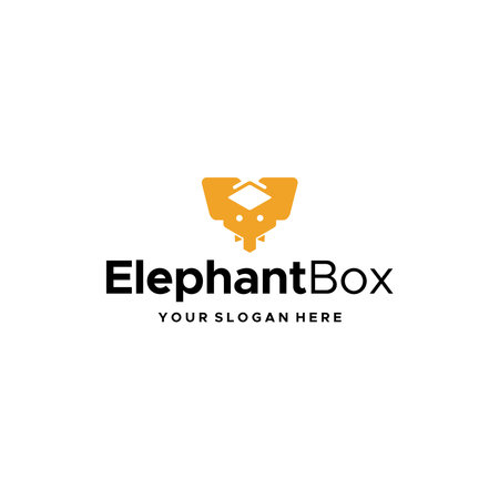 minimalist ElephantBox eye trunk ear Logo designのイラスト素材