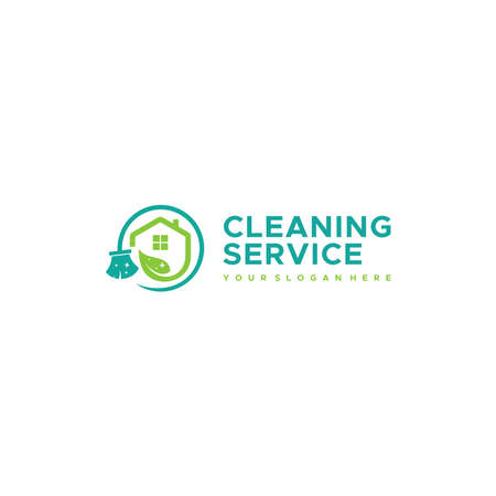 modern CLEANING SERVICE broom home logo designのイラスト素材