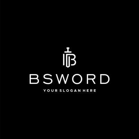 Modern flat initial B BSOWRD blade logo designのイラスト素材
