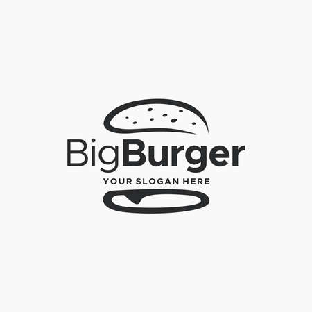 minimalist BURGER food topping bread logo designのイラスト素材