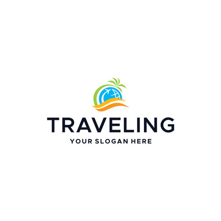 Modern TRAVELING plane waves tree logo designのイラスト素材