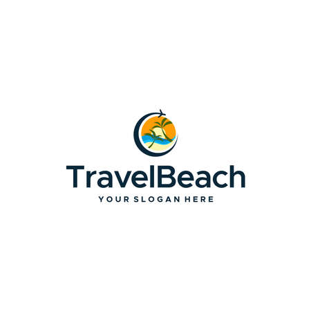 Modern TravelBeach sunrise plane tree logo designのイラスト素材