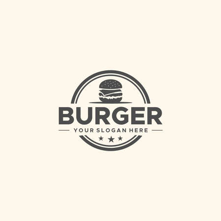 minimalist BURGER vegetables bread logo designのイラスト素材