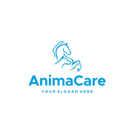 minimalist AnimaCare horse silhouette logo designのイラスト素材