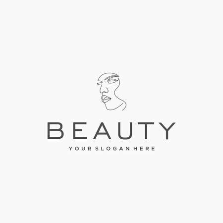 minimalist BEAUTY face woman girl logo designのイラスト素材