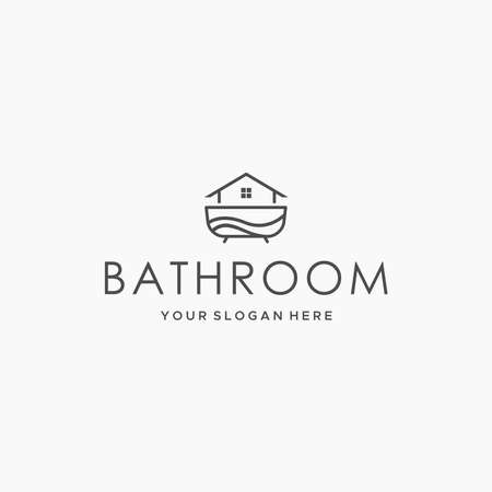 flat BATHROOM bathtub roof building logo designのイラスト素材
