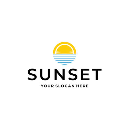Modern SUNSET sun spherical shadow logo designのイラスト素材
