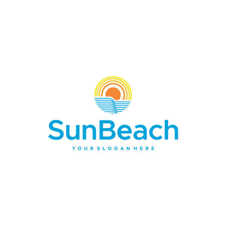 Modern colorful Sun Beach sunset logo designのイラスト素材