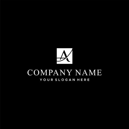 minimalist lettermark initial A square logo designのイラスト素材