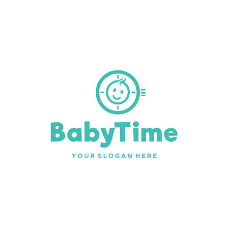 flat BabyTime object face circle kids logo designのイラスト素材