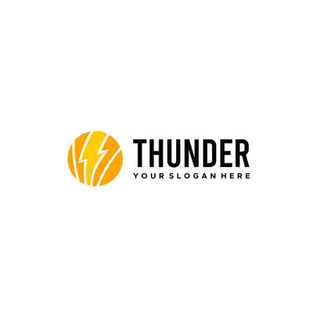 minimalist THUNDER electricity circle logo designのイラスト素材