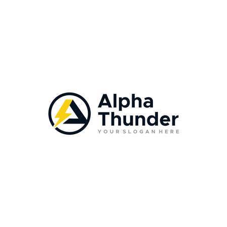 Modern flat initial A Alpha Thunder logo designのイラスト素材