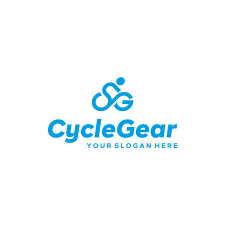flat CycleGear driver two wheeler logo designのイラスト素材