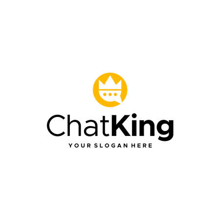 flat ChatKing crown message silhouette Logo designのイラスト素材