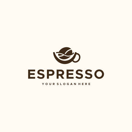 minimalist ESPRESSO cup seed coffee logo designのイラスト素材