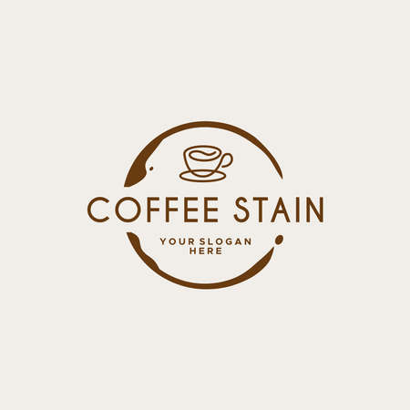 minimalist COFFEE STAIN cup mug silhouette logoのイラスト素材