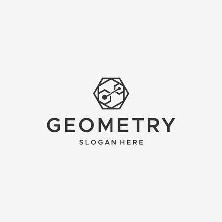Flat geometry hexagon point straight logo designのイラスト素材