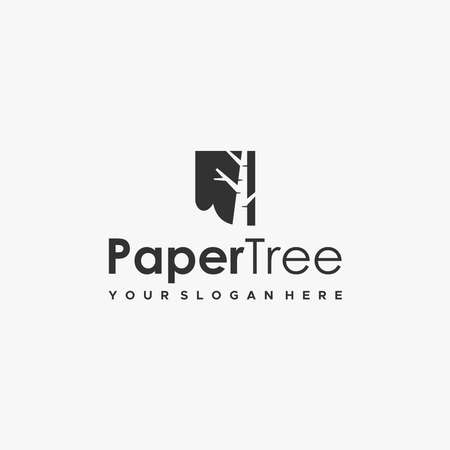minimalist simple PaperTree silhouette Logo designのイラスト素材