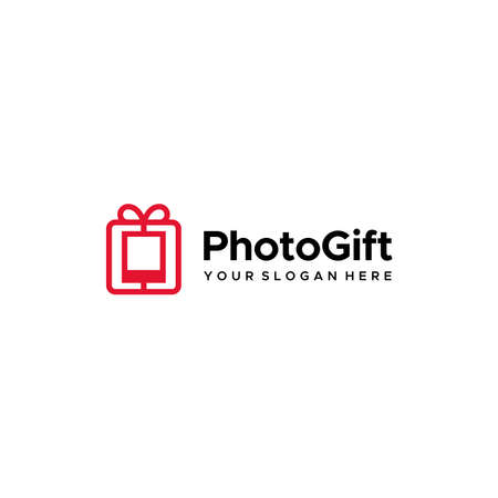 minimalist PhotoGift box prize square logo designのイラスト素材