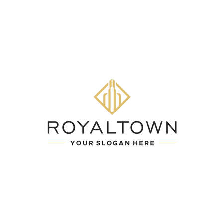 flat ROYALTOWN real estate building logo designのイラスト素材