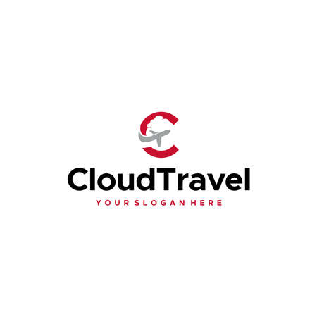 Modern flat initial C Cloud Travel logo designのイラスト素材