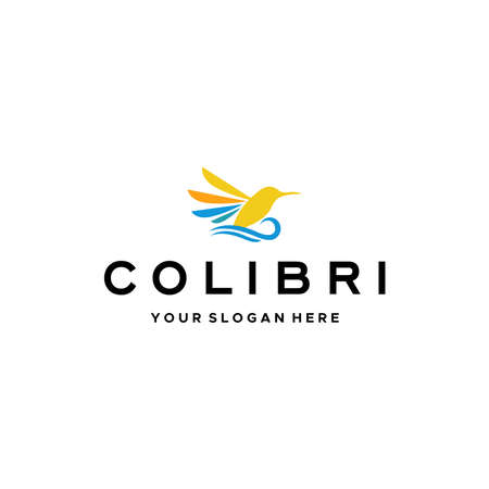 minimalist colourfull COLIBRI bird Logo designのイラスト素材