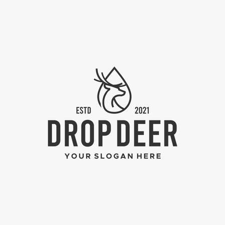 minimalist DROP DEER drip line art logo designのイラスト素材