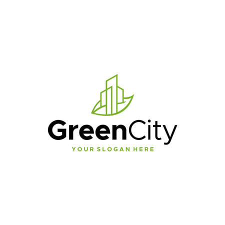 flat GreenCity real estate building Logo designのイラスト素材