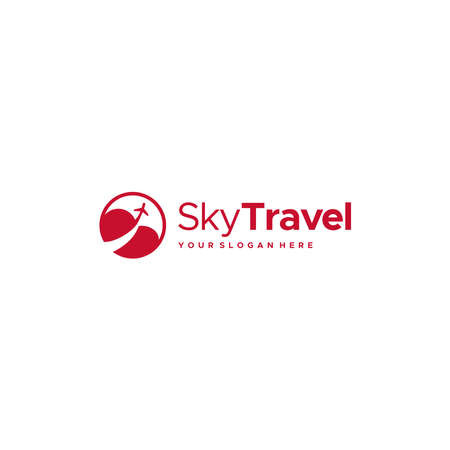 minimalist SkyTravel lane plane cloud logo designのイラスト素材