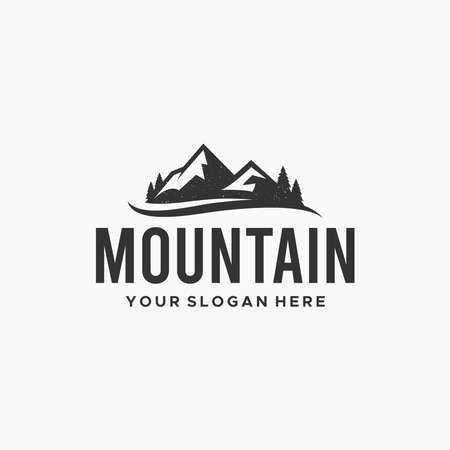 minimalist MOUNTAIN tree silhouette Logo designのイラスト素材