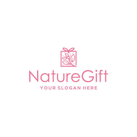 minimalist NatureGift leaf leaves logo designのイラスト素材