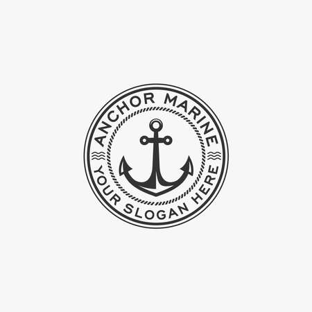 minimalist ANCHOR MARINE sharp mooring logo designのイラスト素材