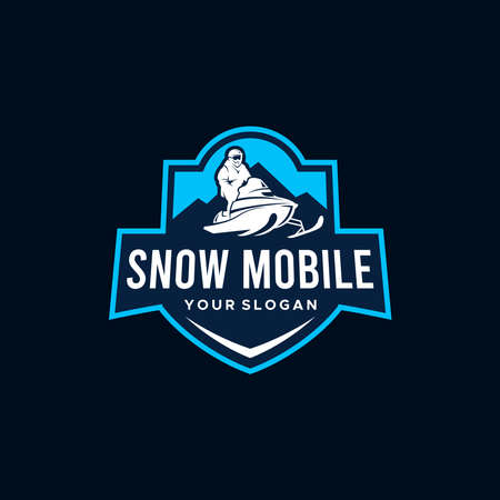 badge vintage SNOW MOBILE mountain ski Logo designのイラスト素材