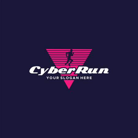 modern Cyber Run silhouette triangle logo designのイラスト素材