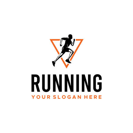 minimalist RUNNING people triangle logo designのイラスト素材