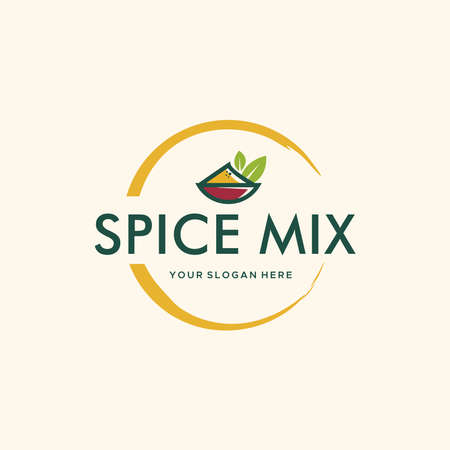 modern SPICE MIX ingredients leaves logo designのイラスト素材