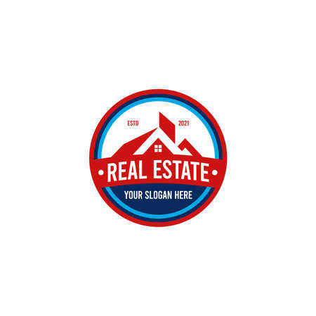 vintage REAL ESTATE building roof Logo designのイラスト素材