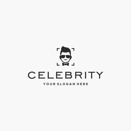 flat CELEBRITY man gentleman bowties logo designのイラスト素材