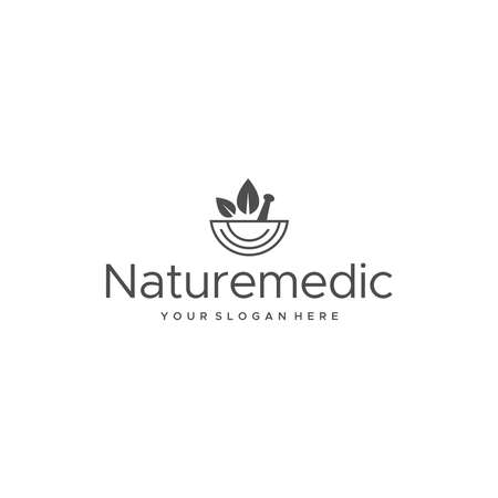minimalist Naturemedic leaves pounder logo designのイラスト素材